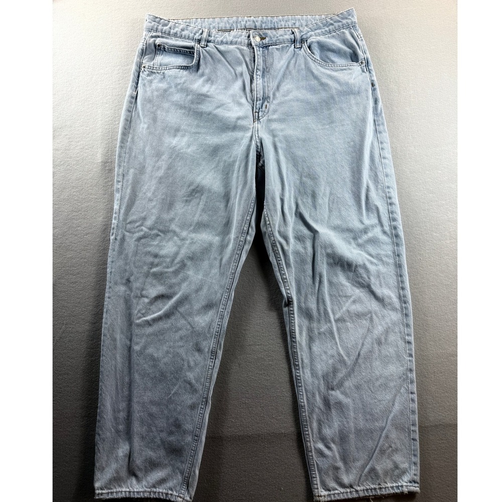 H&M 90s Baggy Jeans Women 18 Light Blue Denim Ultra High Waist 40x29 100% Cotton